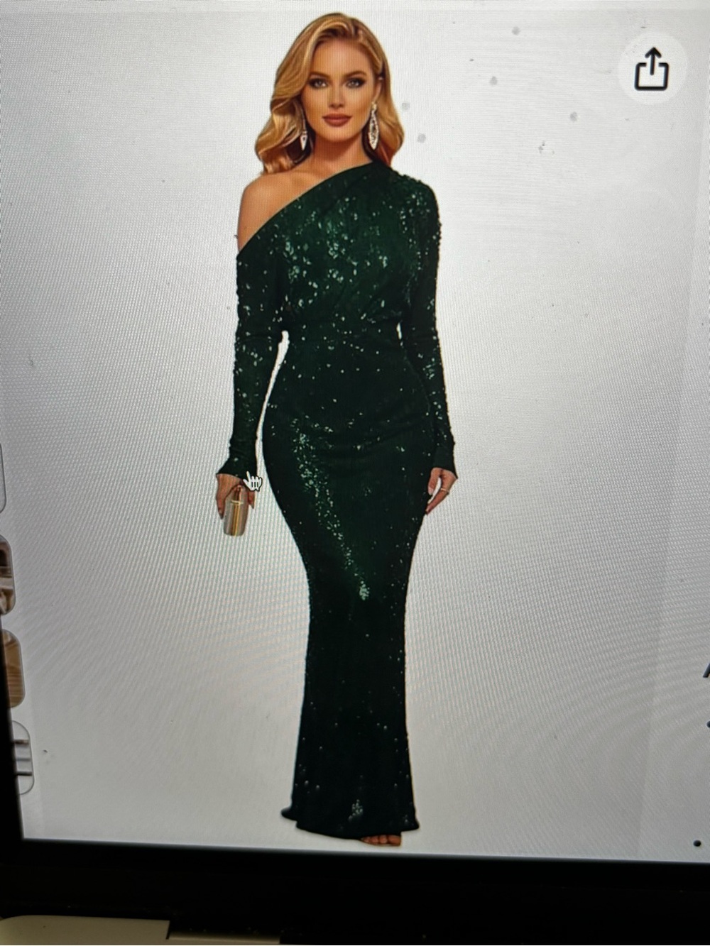 Asymmetrical One-Shoulder Emerald Green Sequin Evening Dress
